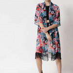 Women Pink & Blue Printed Longline Shrug